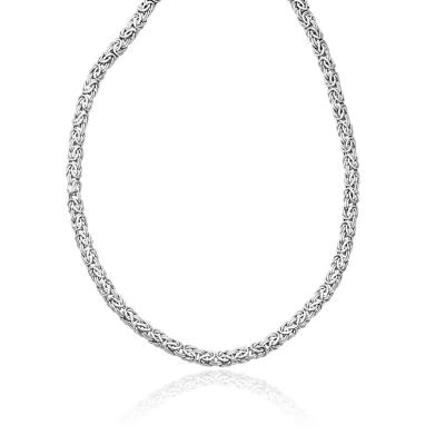 14k White Gold Byzantine Motif Chain Necklace