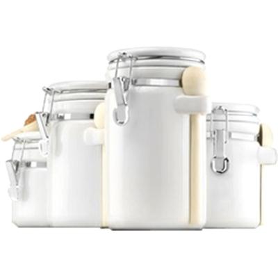 Canister Set White Ceramic 4pc
