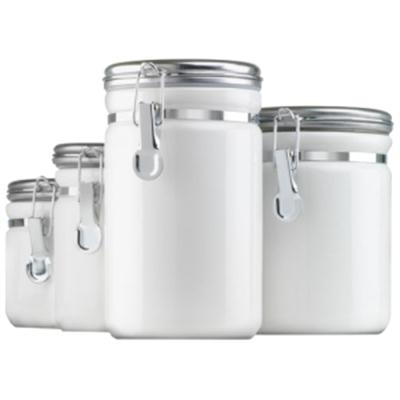 Canister Set White Ceramic 4pc