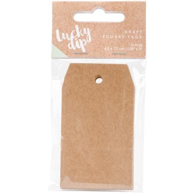 Lucky Dip Kraft Tags 12/Pkg-Square 1.75'X3'