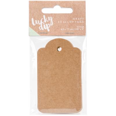 Lucky Dip Kraft Tags 12/Pkg-Scallop 1.5'X3'