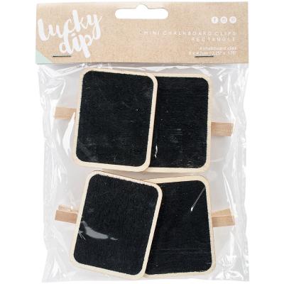 Lucky Dip Chalkboard Clips 4/Pkg-Rectangle 2.25'X1.75'