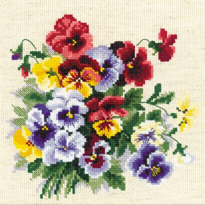 RIOLIS Counted Cross Stitch Kit 7.75'X7.75'-Pansy Medley (14 Count)