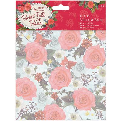 Papermania Pocket Full Of Posies Vellum 6'X6' 10/Pkg-