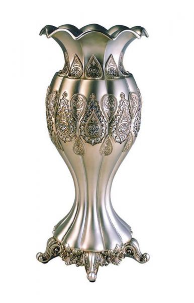 ORE International Home Decor Accent 15.75''H Traditional Royal Silver And Gold Metalic Decorative Vase