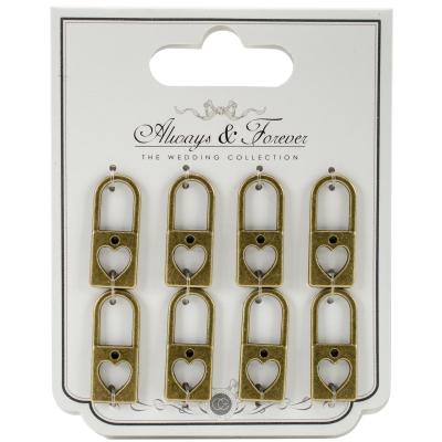 Craft Consortium Always & Forever Metal Charms 8/Pkg-Large Vintage Heart Padlocks