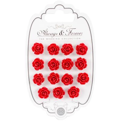 Craft Consortium Always & Forever Resin Flowers 15/Pkg-Rose Red