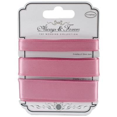 Craft Consortium Always & Forever Satin Ribbon 3m 3/Pkg-Mauve