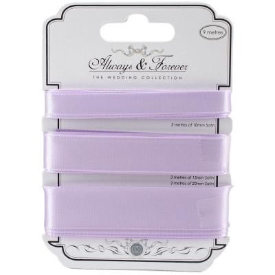 Craft Consortium Always & Forever Satin Ribbon 3m 3/Pkg-Lilac