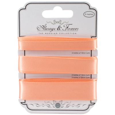 Craft Consortium Always & Forever Satin Ribbon 3m 3/Pkg-Peach