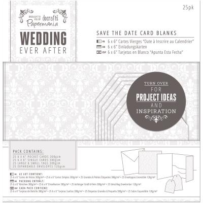 Papermania Ever After Wedding Blank Cards 25/Pkg-White Damask Screen Print