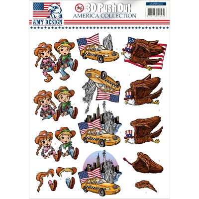 Find It Amy Design America Punchout Sheet-Cowboy, Liberty & Eagle