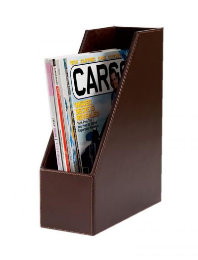 Office Reception Hall Waiting Room Decorative Econo-Line Dark Brown Leather Magazine Rack from ...