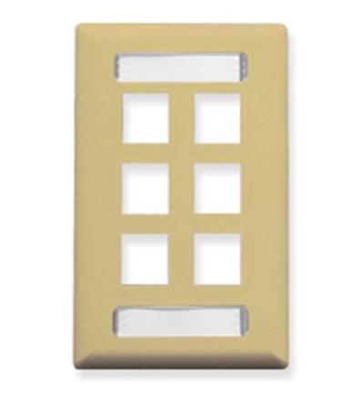 FACEPLATE, ID, 1-GANG, 6-PORT, IVORY