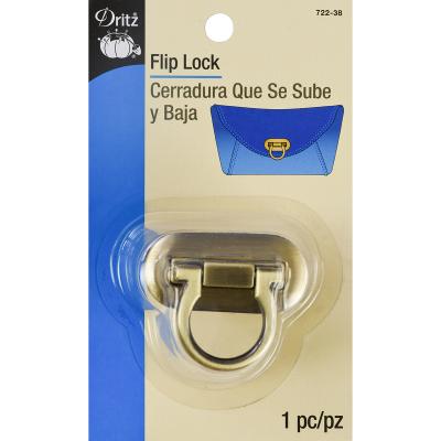 Dritz Flip Lock Closure 1/Pkg-Brushed Antique Brass