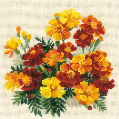 RIOLIS Counted Cross Stitch Kit 7.75'X7.75'-Marigolds (14 Count)