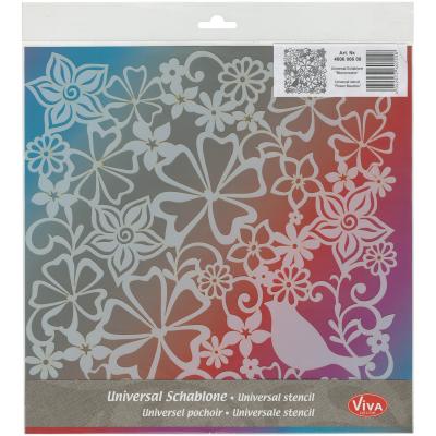 Viva Decor Large Background Stencil 11.4'X11.4'-Flower Meadow