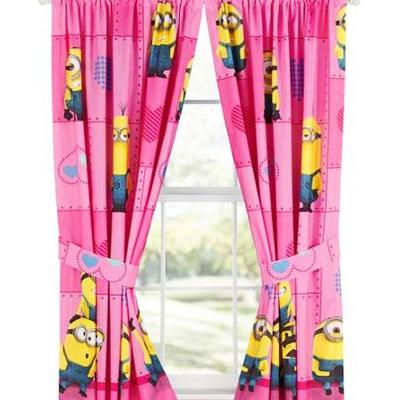 Minions Curtain Set Way 2 Cute Window Panels Tie-Backs