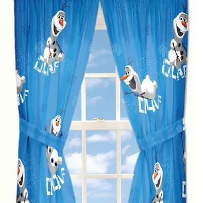 Frozen Window Curtains Fun with Olaf Drapes and Tie-Backs