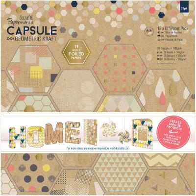 Papermania Double-Sided Paper Pack 12'X12' 36/Pkg-Geometric Kraft, 36 Designs/1 Each
