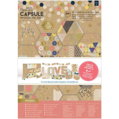 Papermania Ultimate A4 Die-Cuts & Paper Pack 48/Pkg-Geometric Kraft
