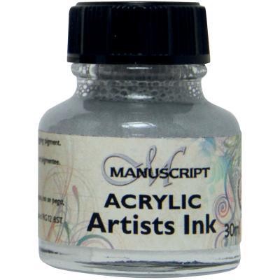 Manuscript Acrylic Artists Ink 30ml-Metallic Silver