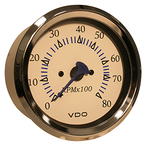 VDO Allentare White 8000RPM 3-3/8' (85mm) Outboard Tachometer - 12V