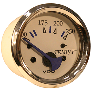 VDO Allentare White 250°F Water Temperature Gauge - Use w/Marine 450-29 Ohm Sender - 12V