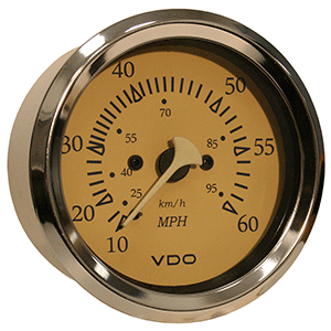 CLOSEOUT - VDO Allentare Teak 60MPH 3-3/8' (85mm) Pitot Speedometer