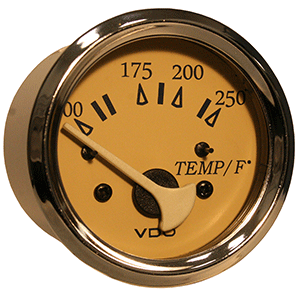 VDO Allentare Teak 250°F Water Temperature Gauge - Use w/Marine 450-29 Ohm Sender - 12V