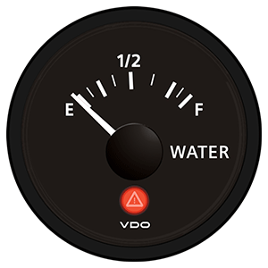 VDO Viewline Onyx Freshwater Gauge 12/24V - Use with VDO 10-180 Ohm Sender