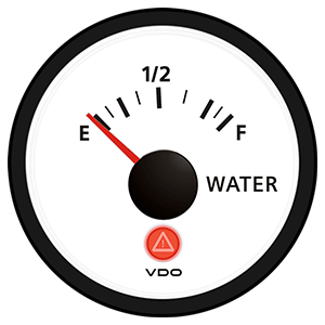 VDO Viewline Ivory Freshwater Gauge 12/24V - Use with VDO 10-180 Ohm Sender