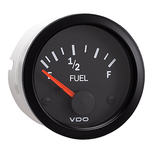 CLOSEOUT - VDO Vision Black Fuel Gauge - Use with 10-184 Ohm Sender - 12V