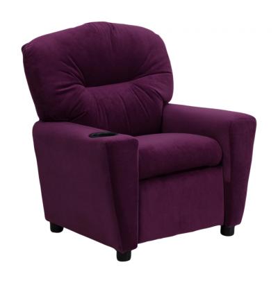 Flash Furniture Contemporary Purple Microfiber Kids Recliner with Cup Holder