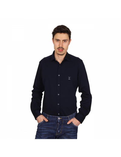 V 1969 Italia mens long sleeve shirt Paris Piquet Blu
