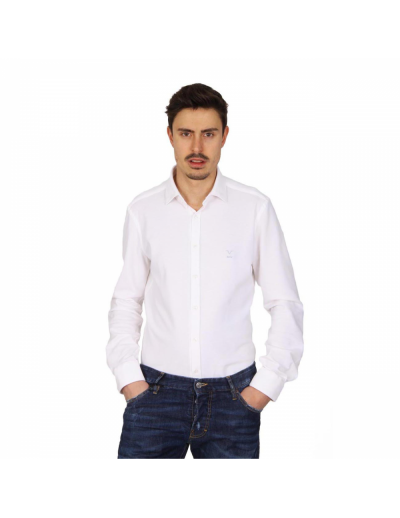 V 1969 Italia mens long sleeve shirt Paris Piquet Bianco