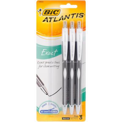 BIC Atlantis Exact Pens 3/Pkg-Black