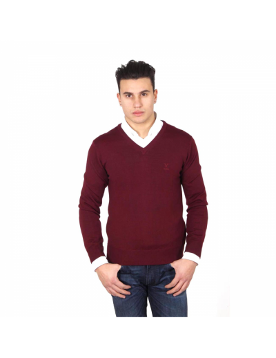 V 1969 Italia mens V neck sweater 9801 SCOLLO V BORDEAUX