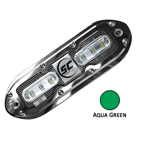 Shadow-Caster SCM-6 LED Underwater Light w/20 Cable - 316 SS Housing - Aqua Green