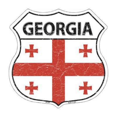 Smart Blonde Lightweight Durable Georgia Country Flag Highway Shield Metal Sign HS-258