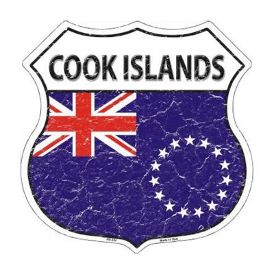 Cook Islands Country Flag Highway Shield Metal Sign HS-222