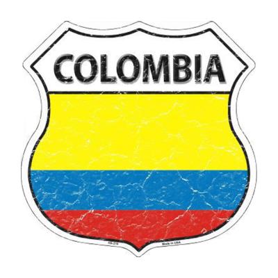 Smart Blonde Colombia Country Flag Highway Shield Metal Logo Sign HS-218