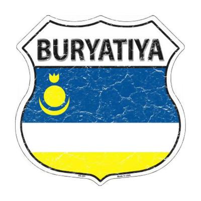 Smart Blonde Buryatiya Country Flag Highway Shield Metal Logo Sign HS-201