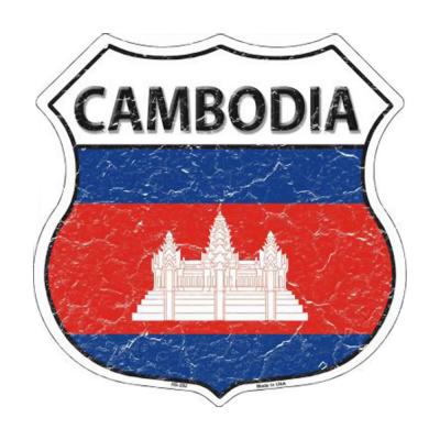 Smart Blonde Cambodia Country Flag Highway Shield Metal Logo Sign HS-202