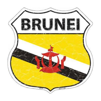 Smart Blonde Brunei Country Flag Highway Shield Metal Logo Sign HS-197