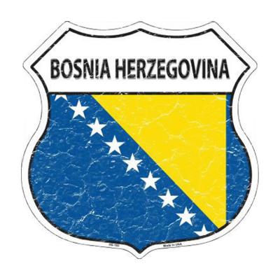Bosnia Herzegovina Country Flag Highway Shield Metal Sign HS-193