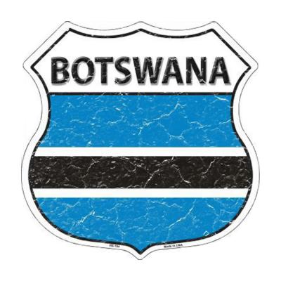 Smart Blonde Botswana Country Flag Highway Shield Metal Logo Sign HS-194