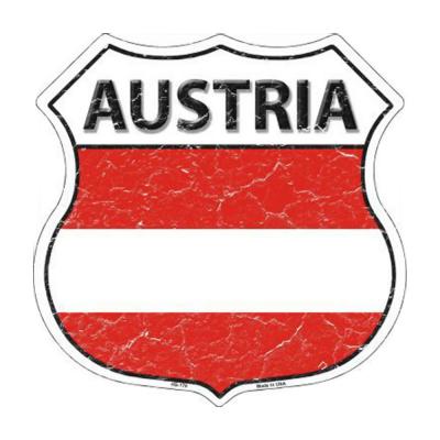 Smart Blonde Austria Country Flag Highway Shield Metal Logo Sign HS-178