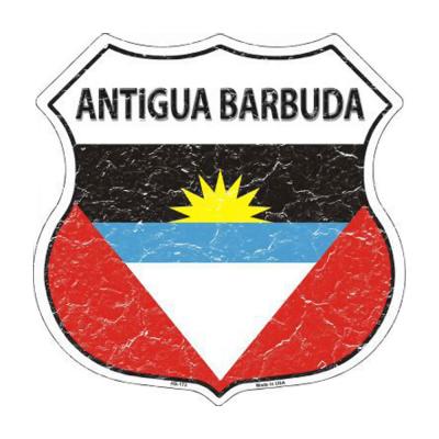Antigua Barbuda Country Flag Highway Shield Metal Sign HS-173