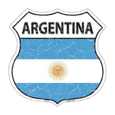 Smart Blonde Argentina Country Flag Highway Shield Metal Logo Sign HS-174